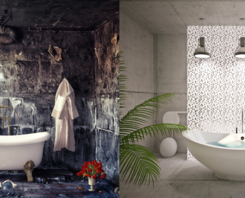 moderne Badezimmer mit freistehender Badewanne