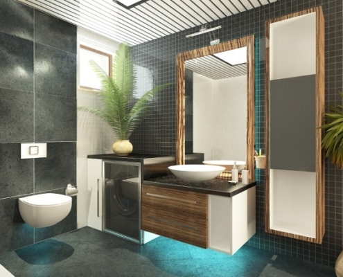 modernes Badezimmer mit Pflanzen