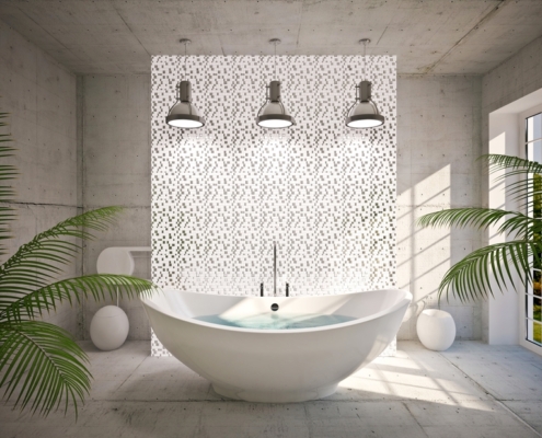 modernes Bad mit freihstehender Badewanne