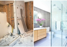 Badezimmer vor und nach einer Sanierung