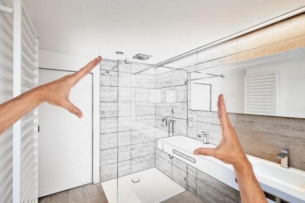 Skizze einer Dusche in einem Badezimmer