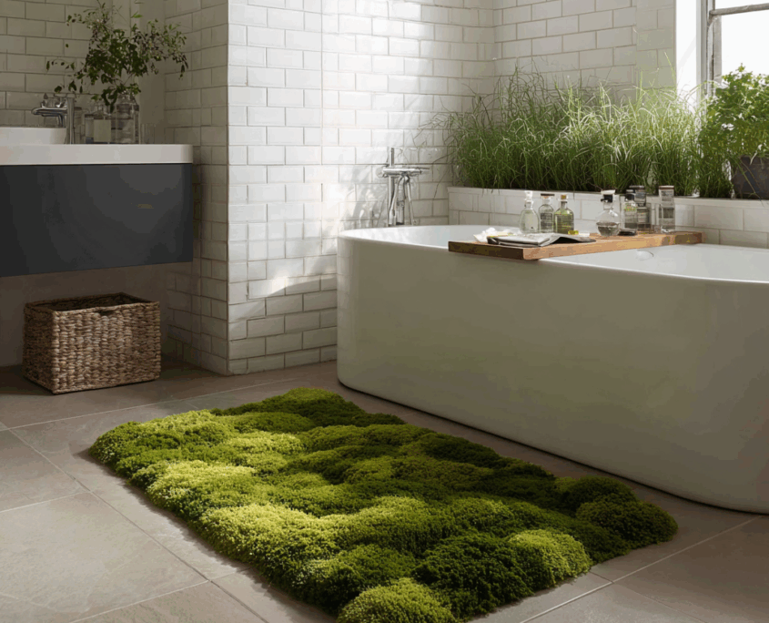 bad mit badematte aus moss