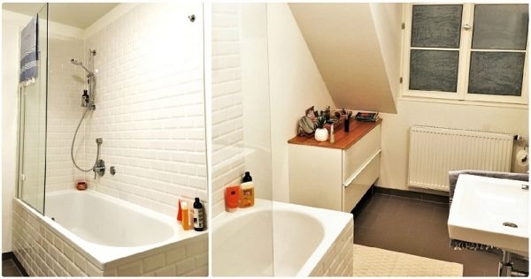 Bad mit weißen Metrofliesen