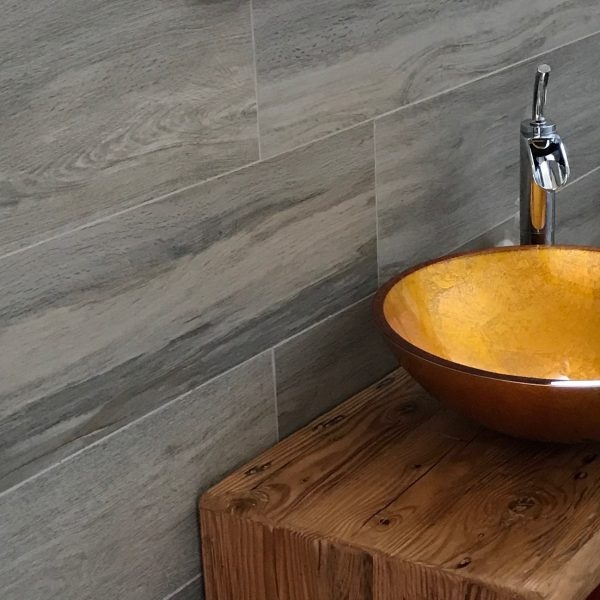 Premium Badezimmerset Rustikal elegantes Design in Holz Optik WC-B/ürste sch/öner Blickfang im Badezimmer