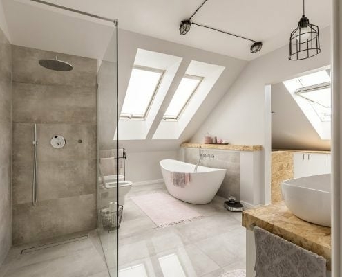 Dusche mit besonders langlebigem Material