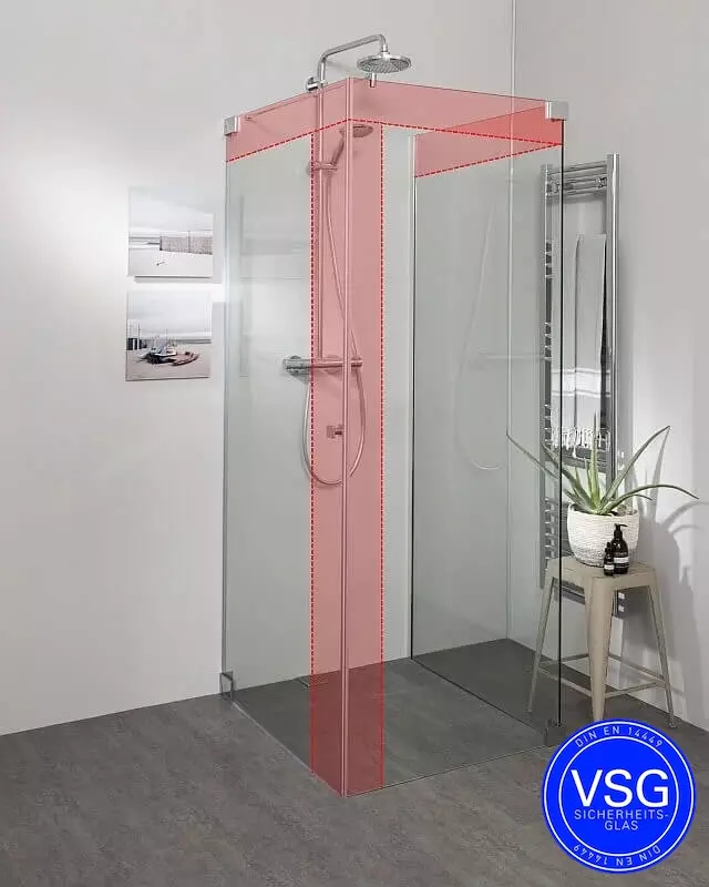 Teilgerahmte VSG Dusche U Form mit Pendeltür an Wand Maßanfertigung