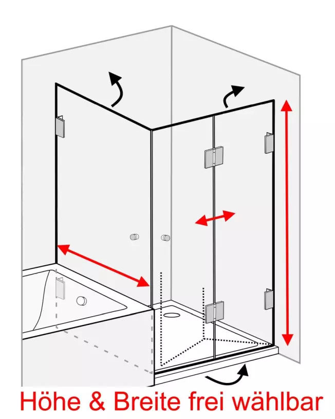 Dusche nach Maß Falttür + Innentür