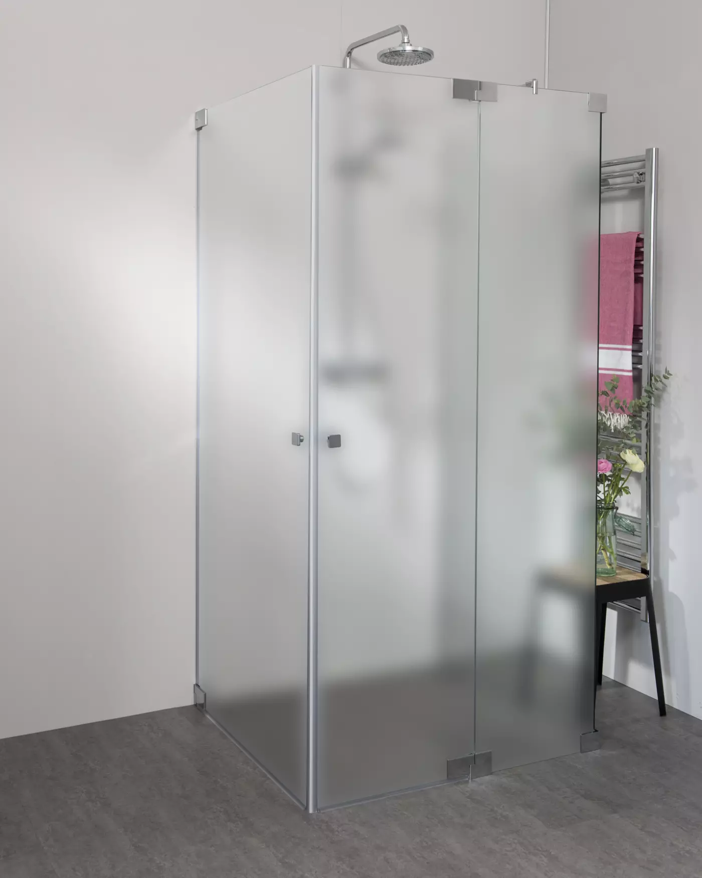 Dusche U Form neben Badewanne 2 Pendeltüren & Festwand teilgerahmt nach Maß