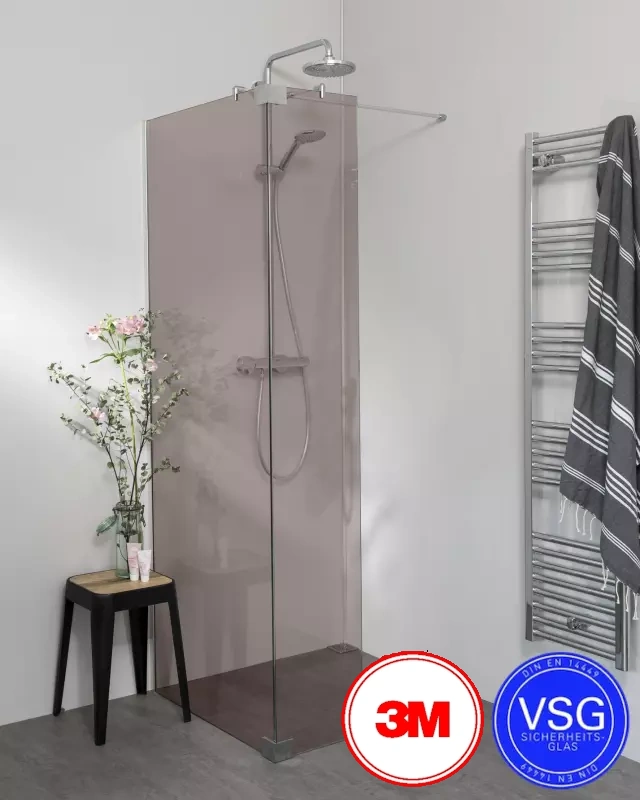 VSG Duschwand zum Kleben mit Klemmprofil nach Maß
