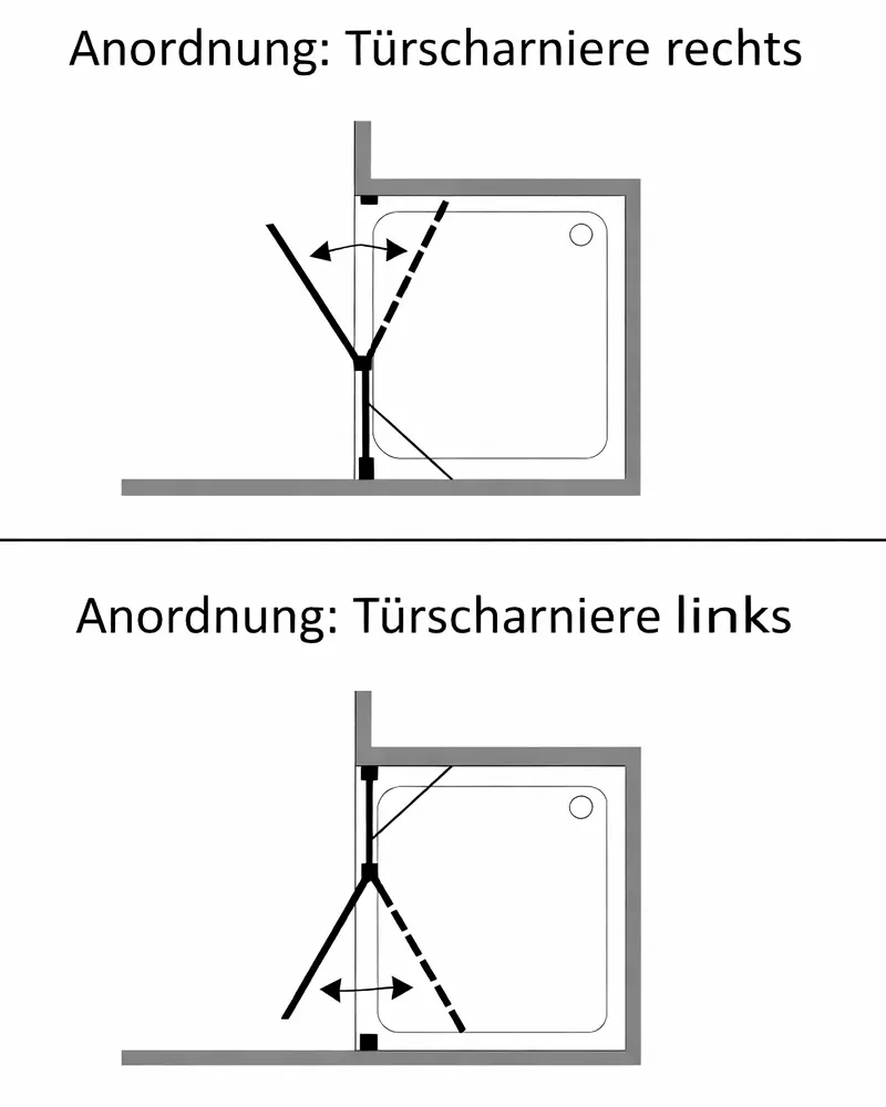 Nischendusche mit Pendeltür