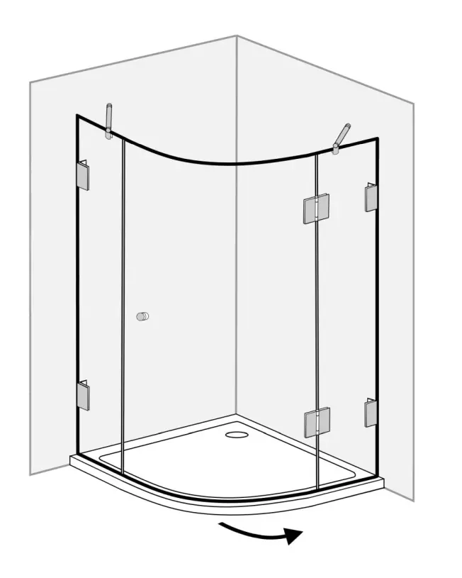 Viertelkreis-Dusche 1 Türe 90x90cm
