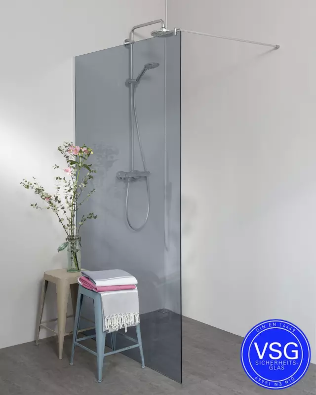 VSG Duschwand mit Klemmprofil Maßanfertigung
