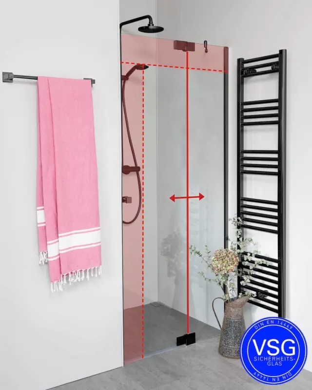 VSG Nischendusche teilgerahmt mit Pendeltür nach Maß