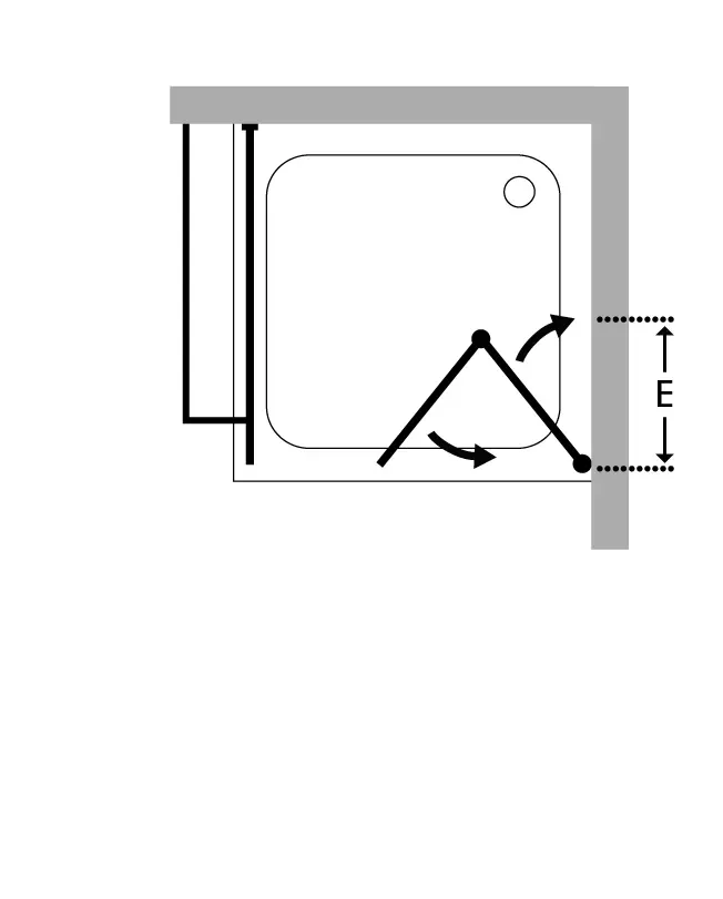 Eckdusche Falttür mit Festwand 80x80 & Duschwanne
