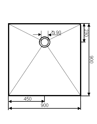 Duschelement bodengleich Mineralguss 90x90cm