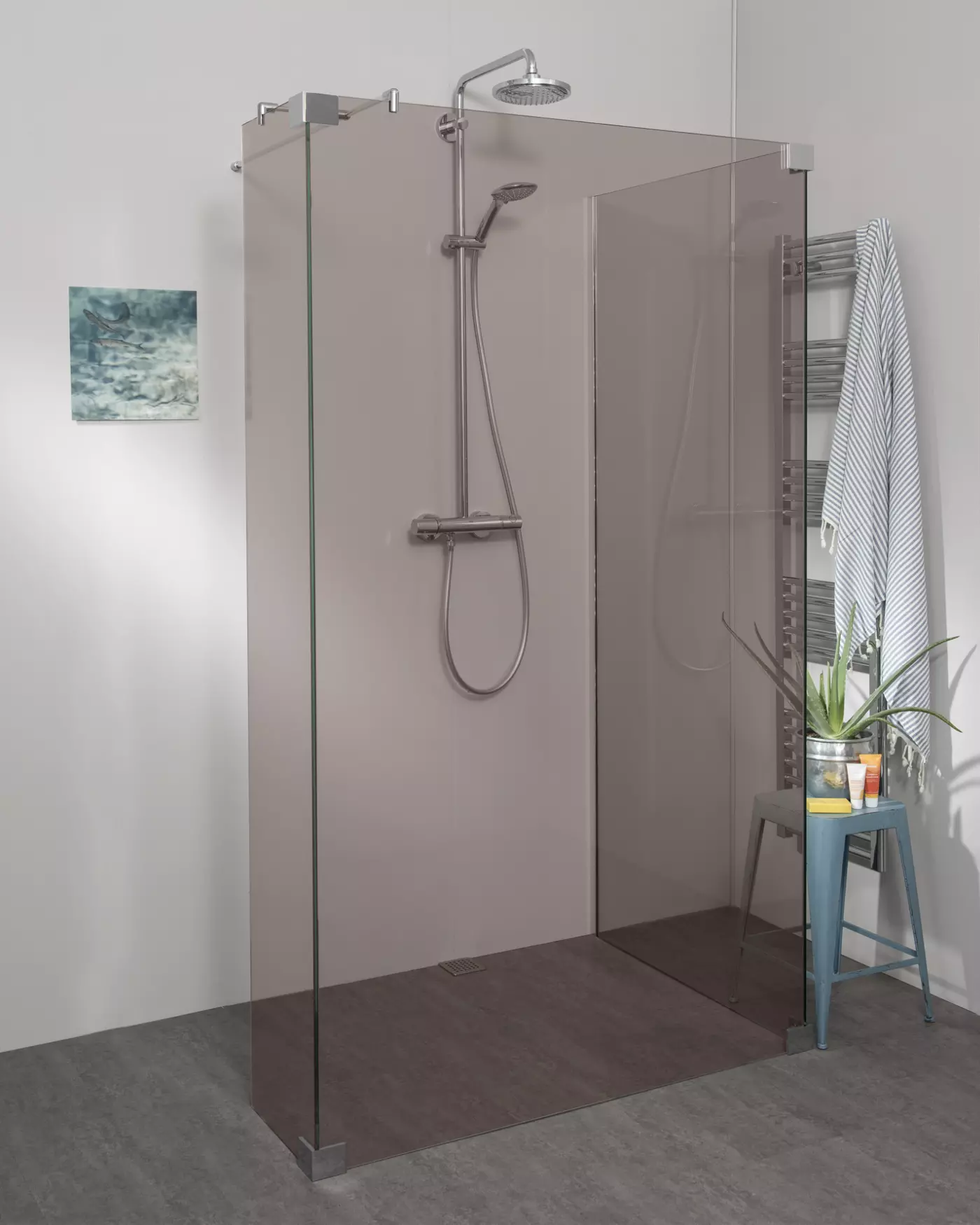 Begehbare Dusche: Walk In Duschwand nach Maß mit Wandanschlussprofil