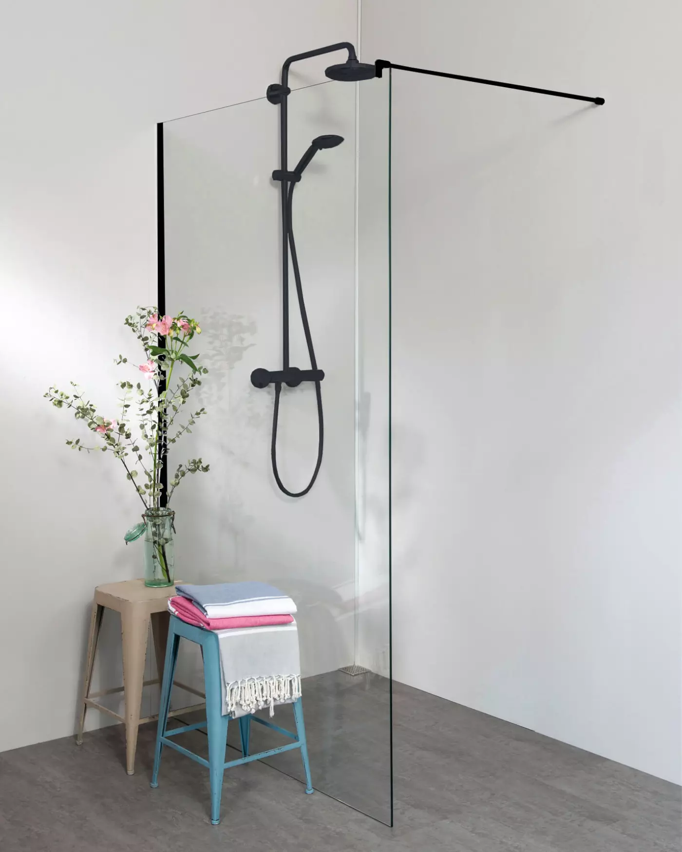 Begehbare Dusche: Seitenwand Dusche alleinstehend, extrabreit