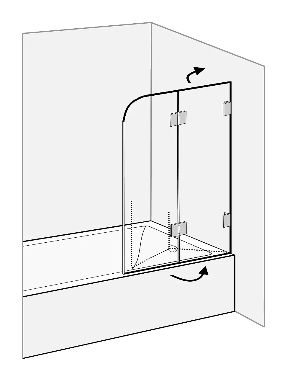 Badewannenaufsatz 2 Flügel Höhe 150cm