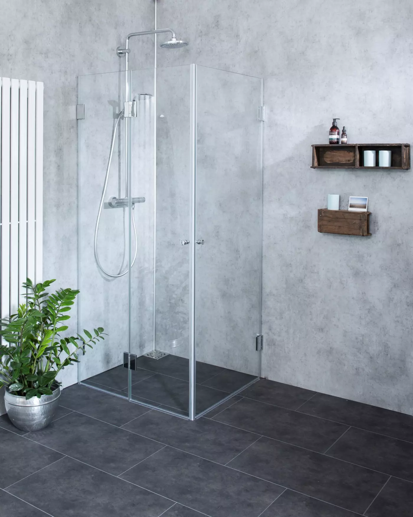Eck Falt-Dusche mit 2 Türen verkürzte Höhe 173cm