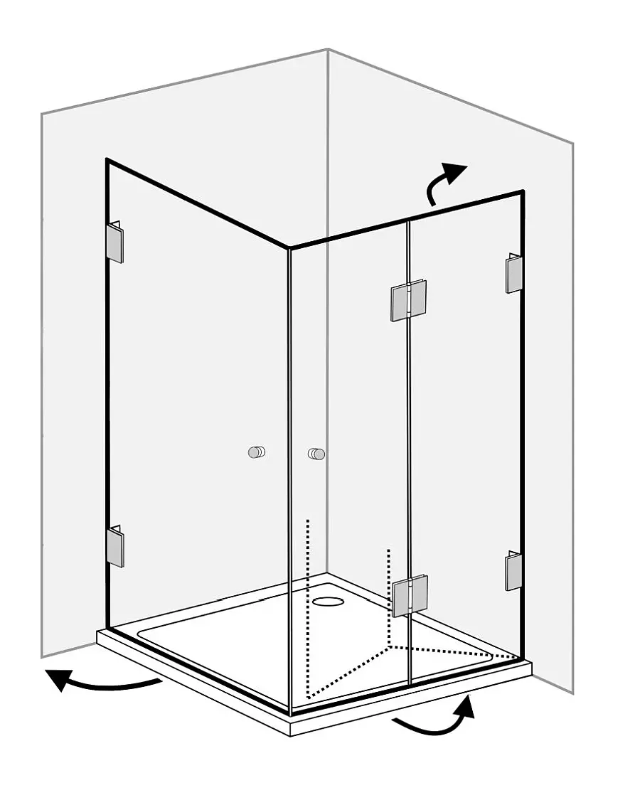 Eck Falt-Dusche mit 2 Türen