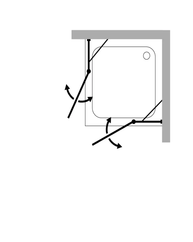 Teilgerahmte Duschkabine 100x100 mit 2 Pendeltüren groß & Duschwanne