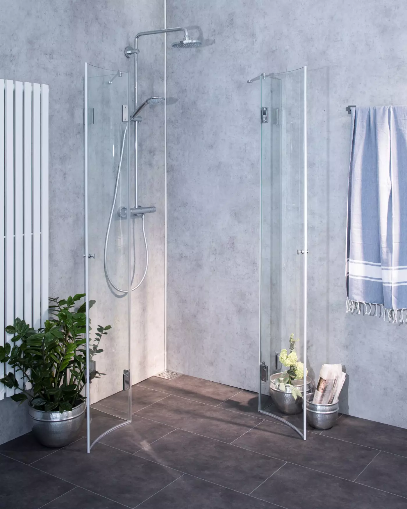 Viertelkreis-Dusche 90x90 mit 2 Türen