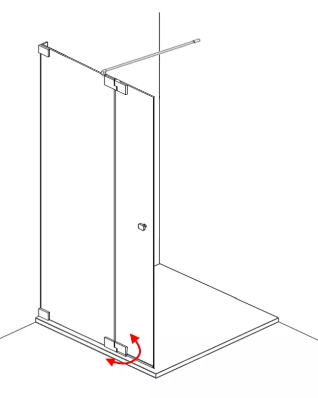 Walk-In Dusche: Festwand mit Klappteil
