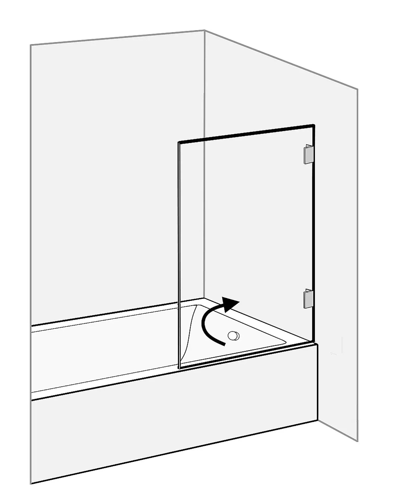 Badewannenaufsatz 1 Flügel Höhe 150cm