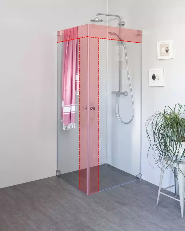 Eck Duschkabine mit 2 Pendeltüren an Wand nach Maß