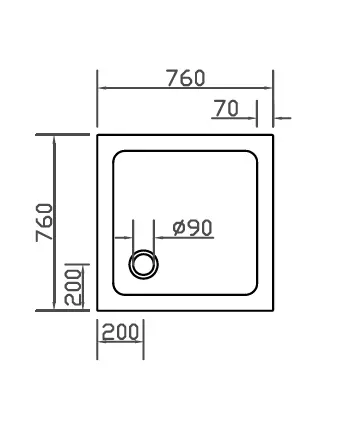 Quadrat Duschwanne 75x75cm flach auch bodengleich