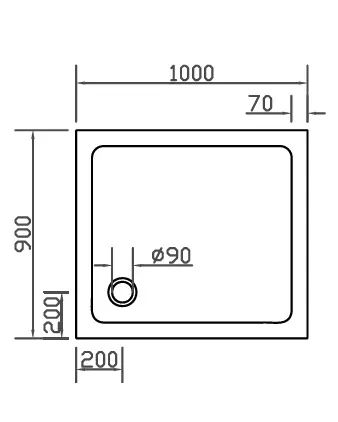 Teilgerahmte Eckdusche100x90 Pendeltür an Festteil und Festwand & Duschwanne