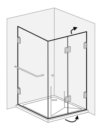 Falttür Dusche mit Festwand 120x90 & Duschwanne