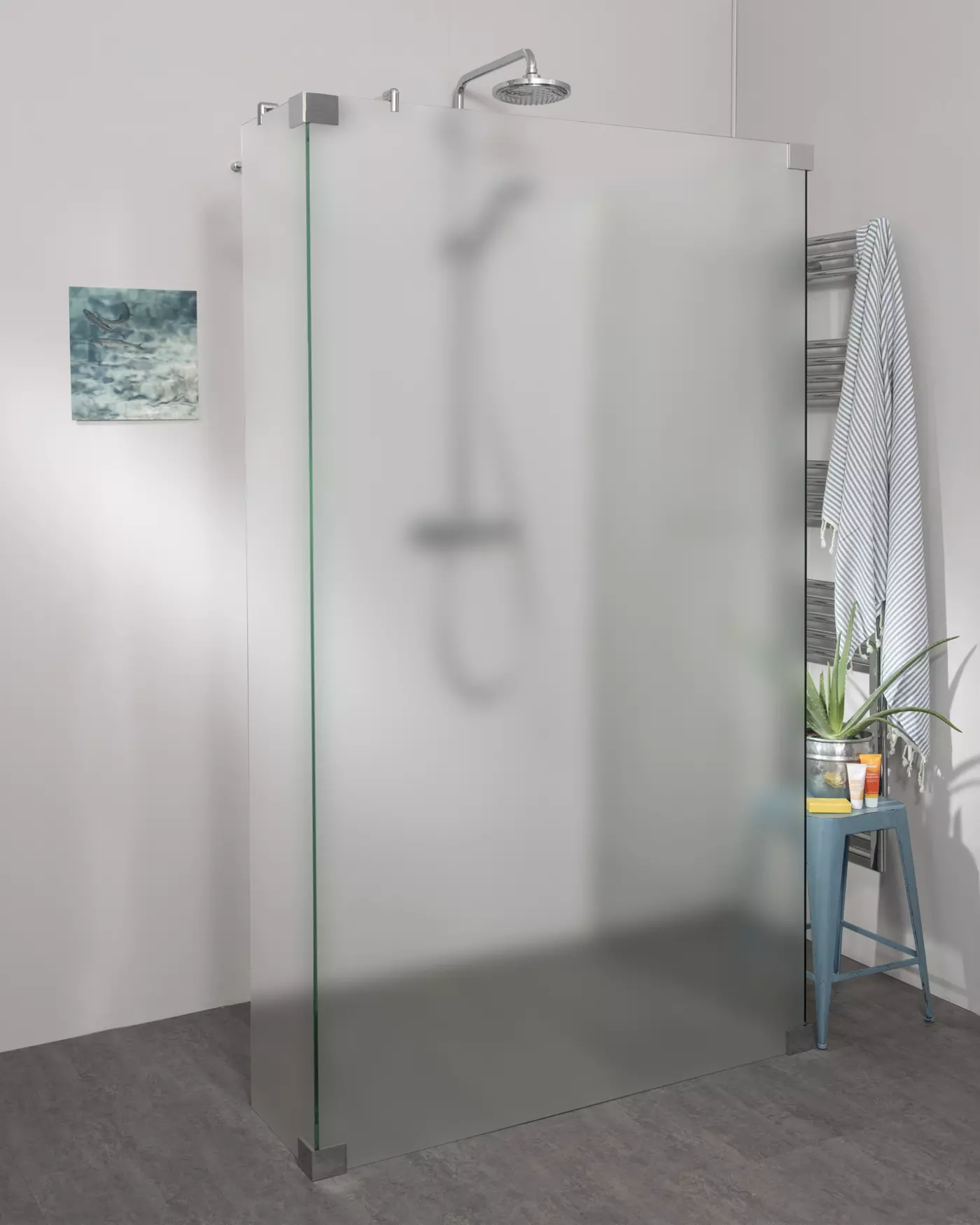 Begehbare Dusche: Walk In Duschwand nach Maß mit Wandanschlussprofil