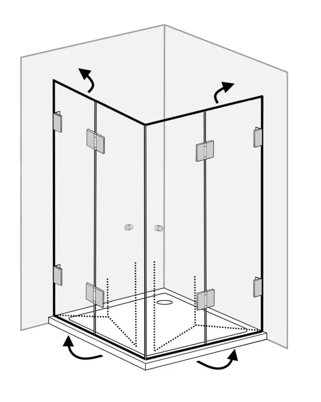Eck Falt-Dusche mit 2 Falt-Türen