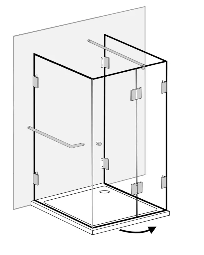 Duschkabine U Form 90x90 mit Duschwanne