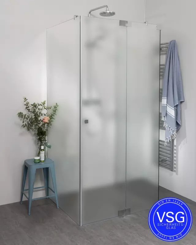 VSG Dusche U Form teilgerahmt mit Pendeltür Fronteinstieg nach Maß
