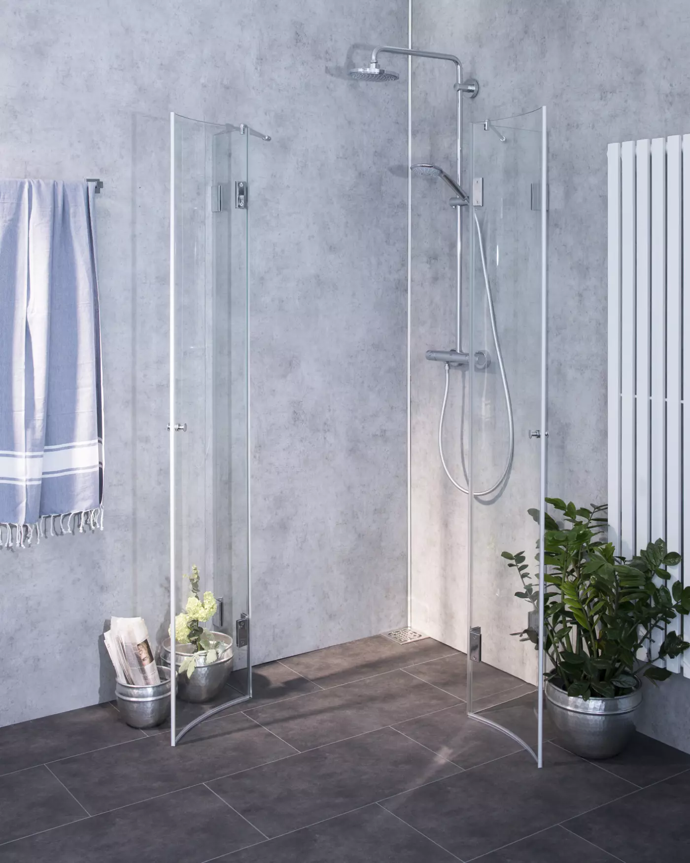 Viertelkreis-Dusche 90x90 mit 2 Türen