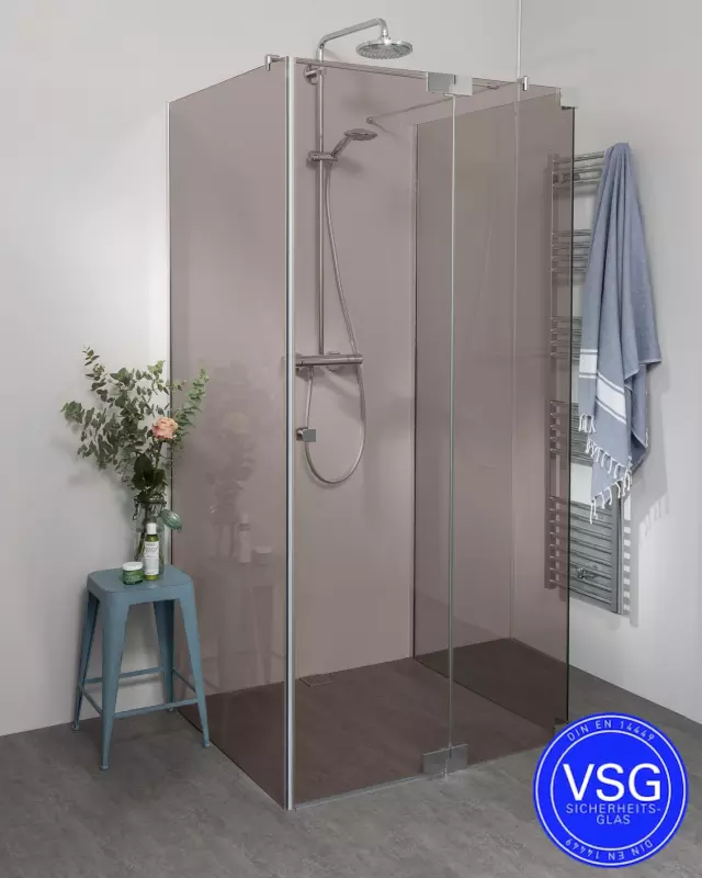 VSG Dusche U Form teilgerahmt mit Pendeltür Fronteinstieg nach Maß