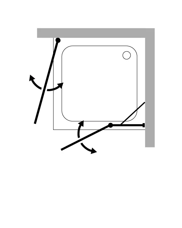 Eck Duschkabine mit Pendeltür an Wand und Pendeltür an Festteil, groß