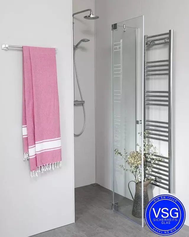 VSG Nischendusche teilgerahmt mit Pendeltür nach Maß