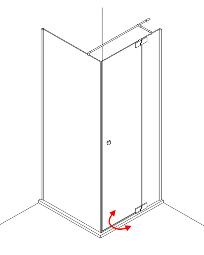 Teilgerahmte Eckdusche mit Pendeltür und Festwand, Sondermaße