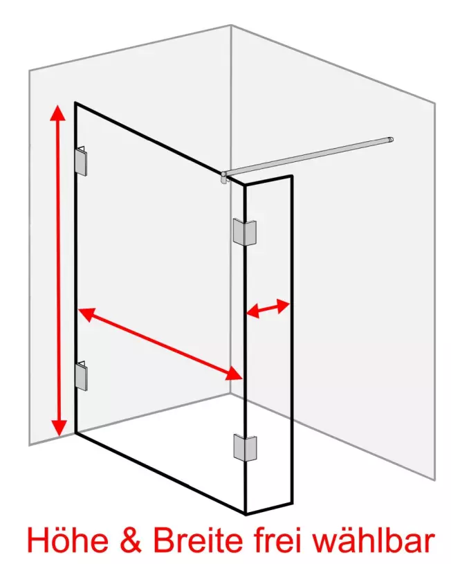 Duschwand Sondermaße Walk-in Glas