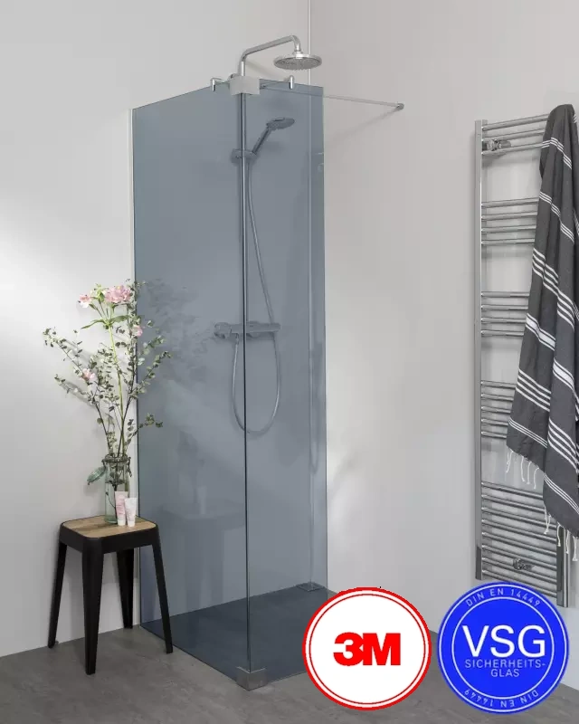 VSG Duschwand zum Kleben mit Klemmprofil nach Maß