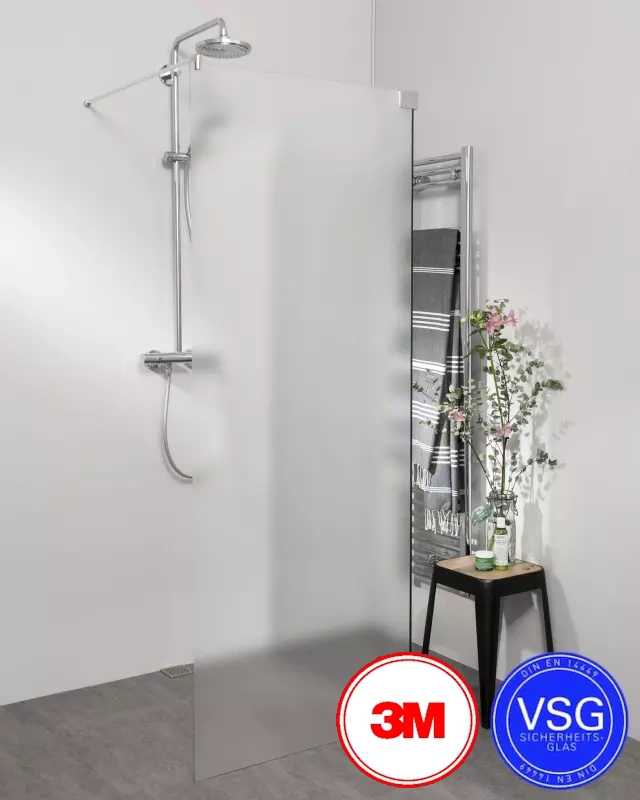 VSG Duschwand zum Kleben über Eck, Maßanfertigung