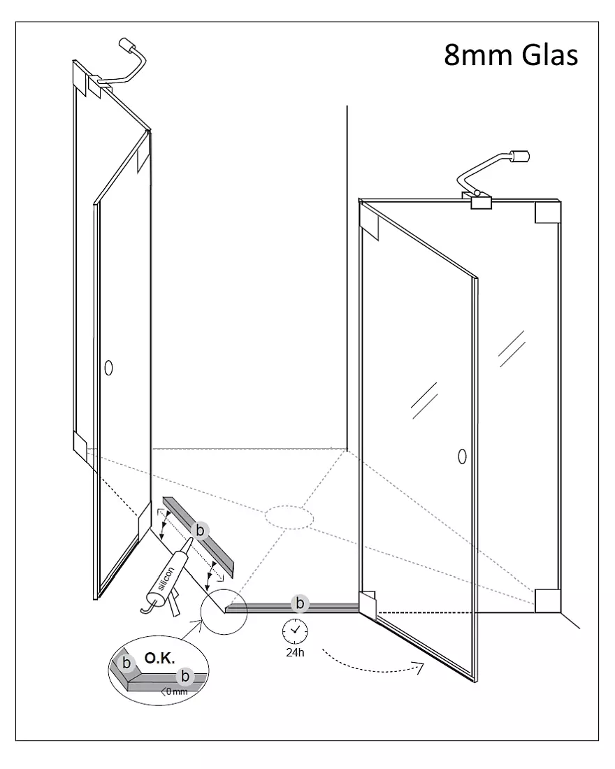 Duschkabinen Schwallleiste für 8mm Glas gerade, chrom, L=112cm
