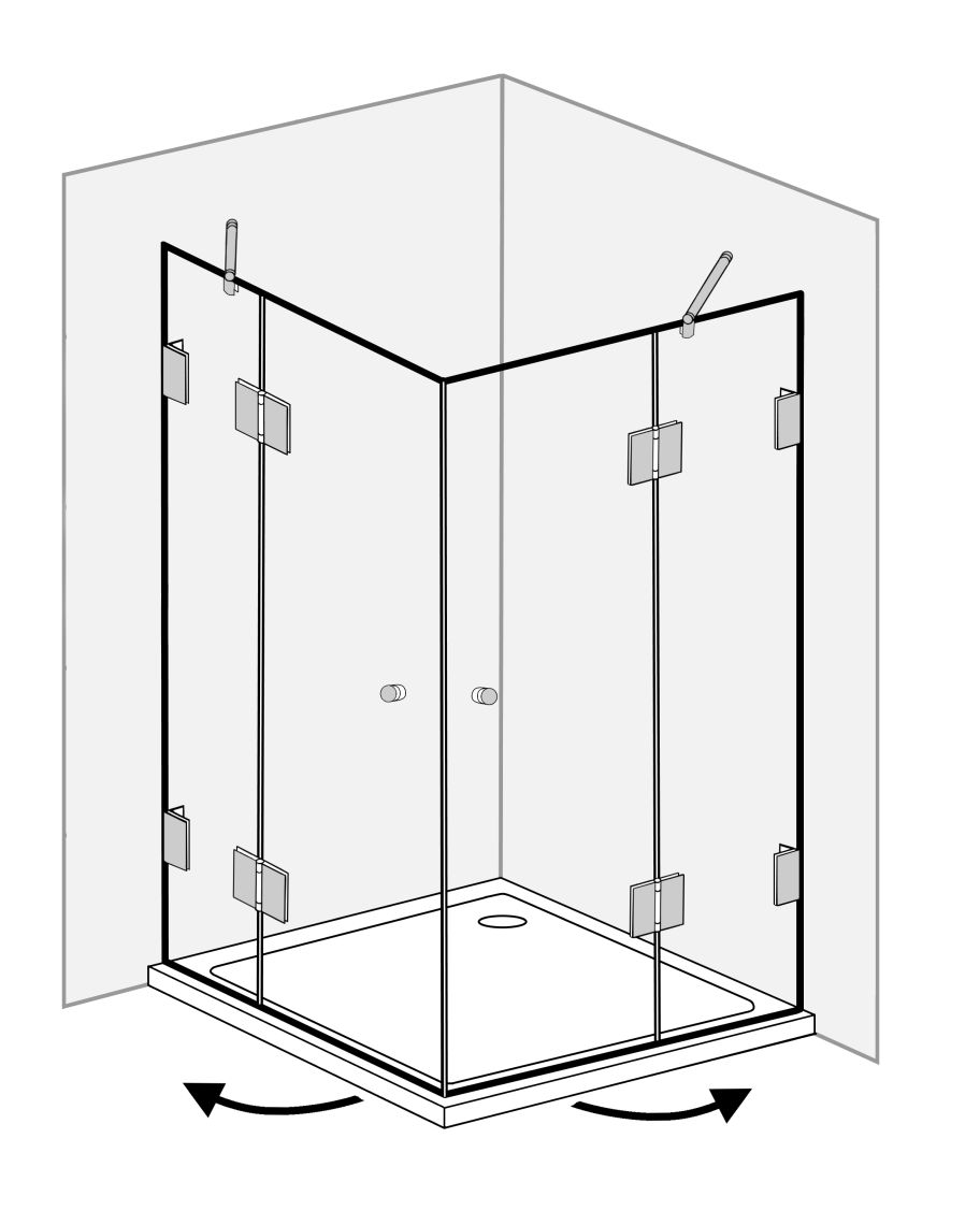 Eckdusche mit 2 Türen 100x100cm