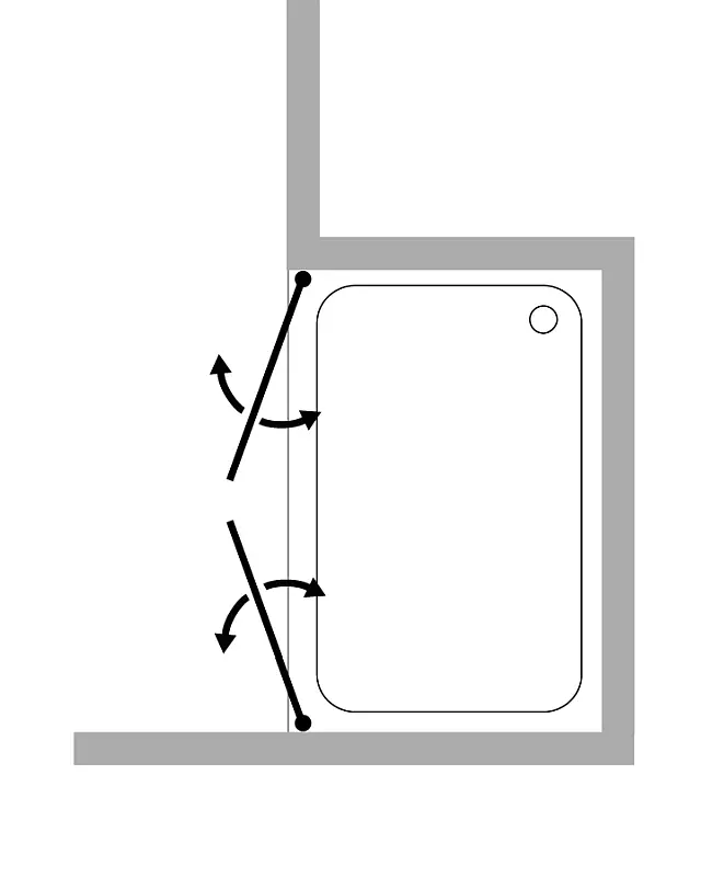 Nischendusche mit Doppelpendeltür an Wand nach Maß