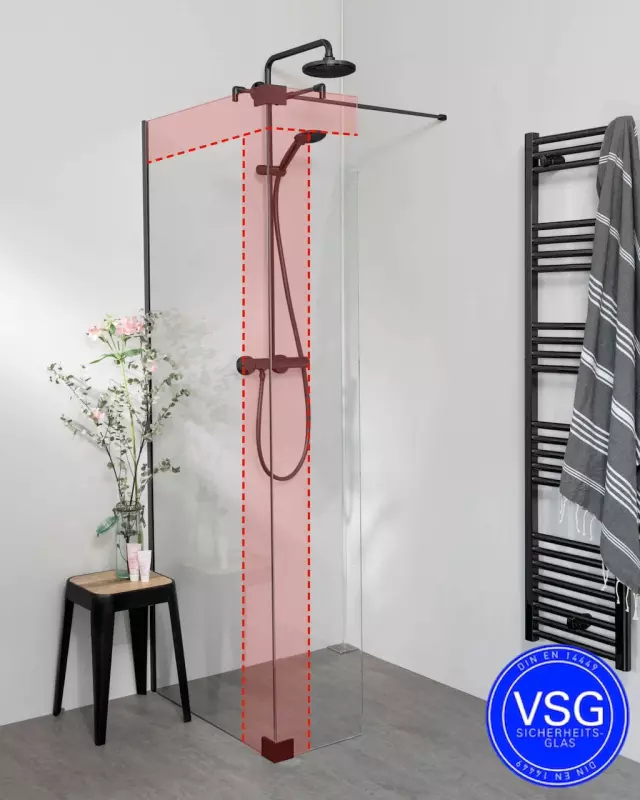 Duschabtrennung, Glaswand, Duschwand, Duschausführung, Vormontierte Dusche