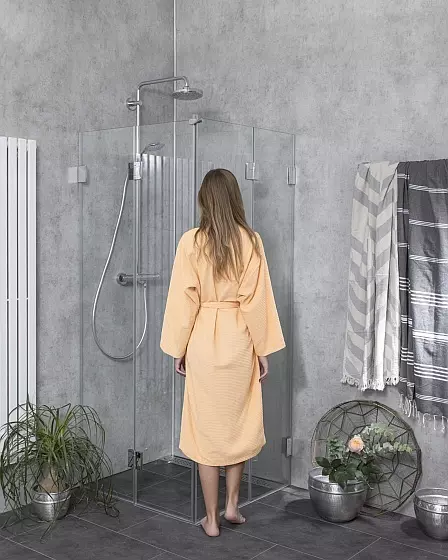Damen-Bademantel, Luxus-Bademantel, Samt?, Pfirsich, Duschbereich