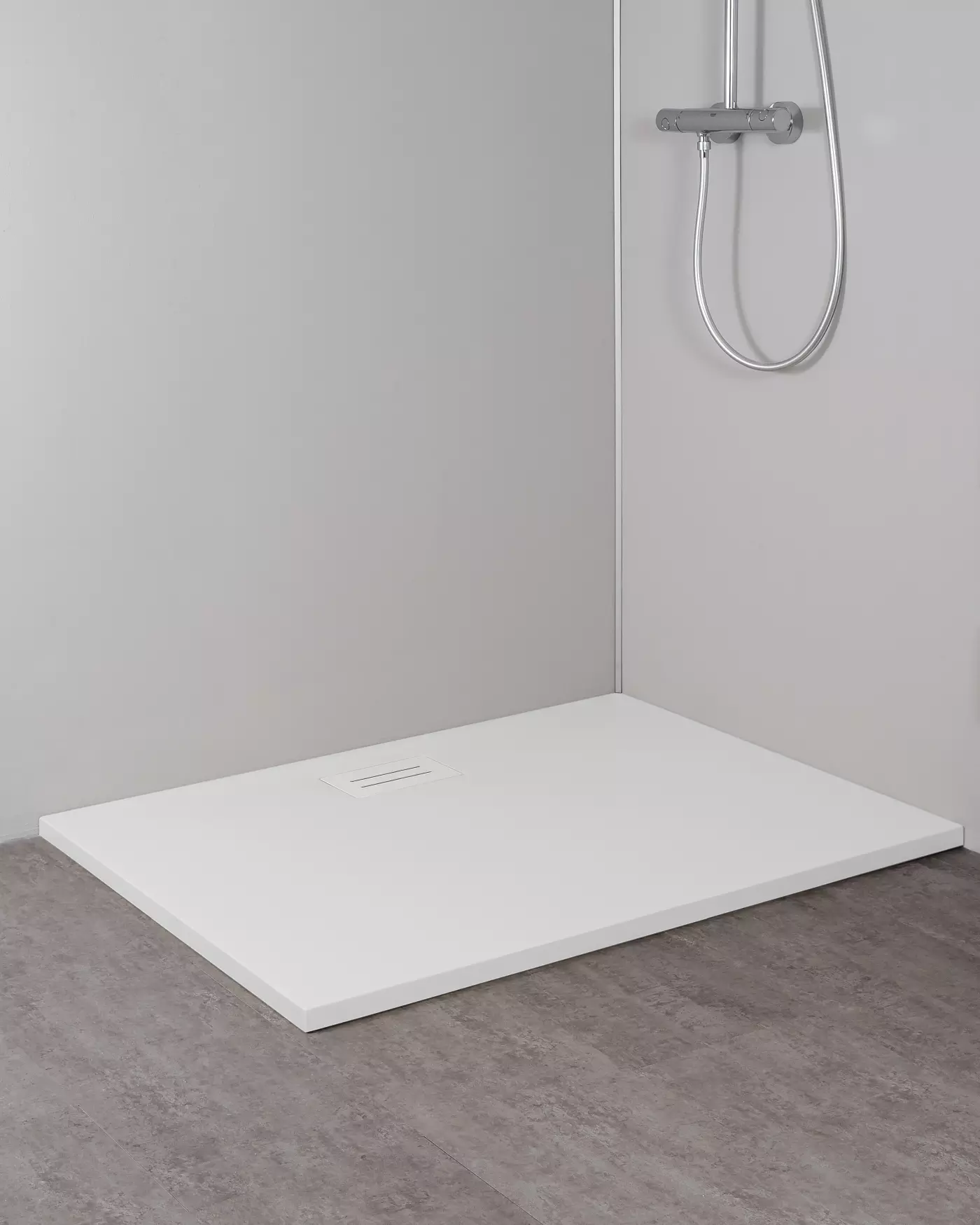 Duschwanne, Dusche, Shower tray, Flachduschboden, Schwarz/Weißes Bau-Element